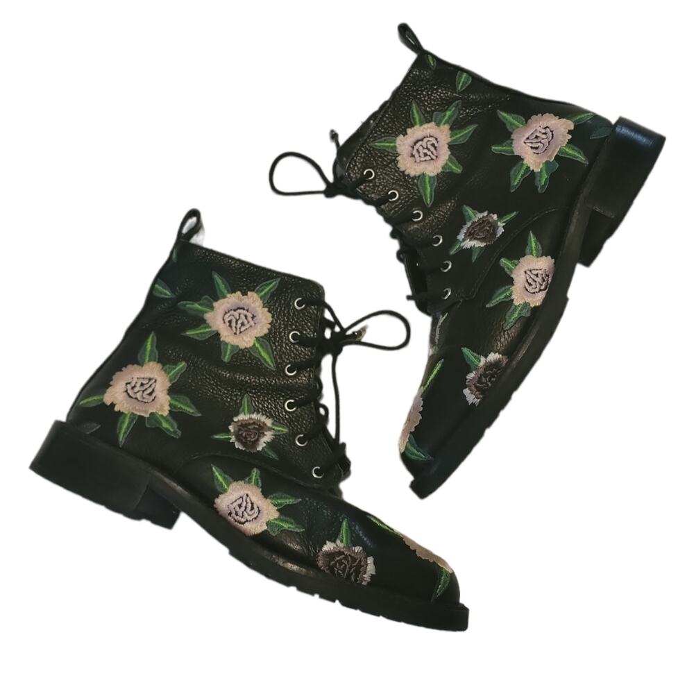 Rebecca Minkoff 7.5 Gerry Floral Embroidered Combat Boots‎